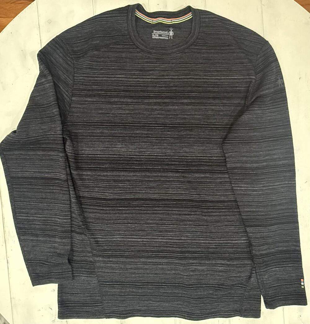 Smartwool Merino Wool 250 Base Layer Crew Mens XL Classic Thermal Black Gray